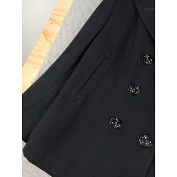 Navy Issue Pea Coat Womens 16 Short Dark Navy Wool Cropped Short Double Breasted - Picture 2 of 13